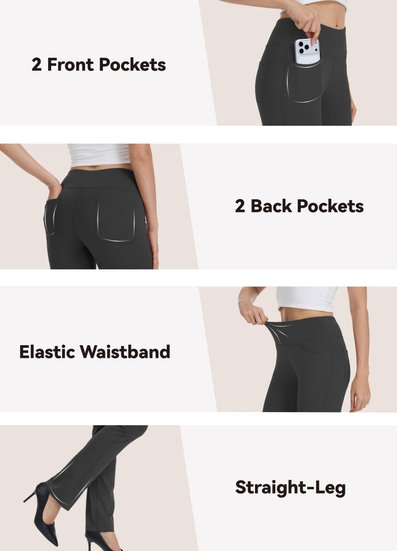 Safort Women's Yoga Pants Straight Leg Yoga Dress Pants 28"/30"/32"/34" Long Tall Inseam Stretch Slacks with Pocket for Workout 34'', Grey, L - Image 5